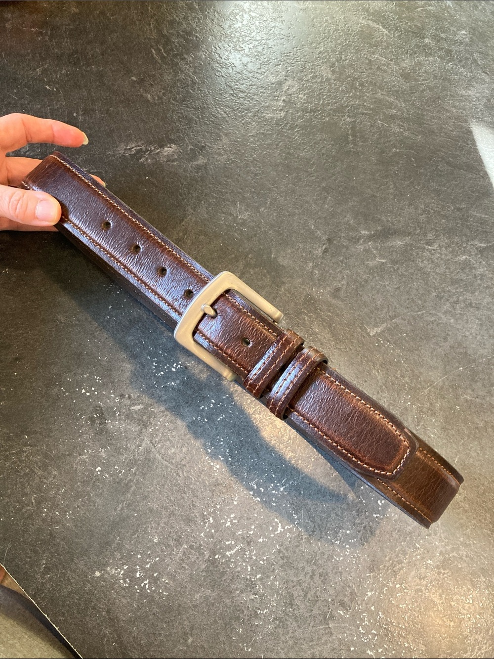 Men brown leather beautiful belt size S